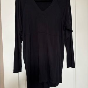 Black V-Neck Women's Top